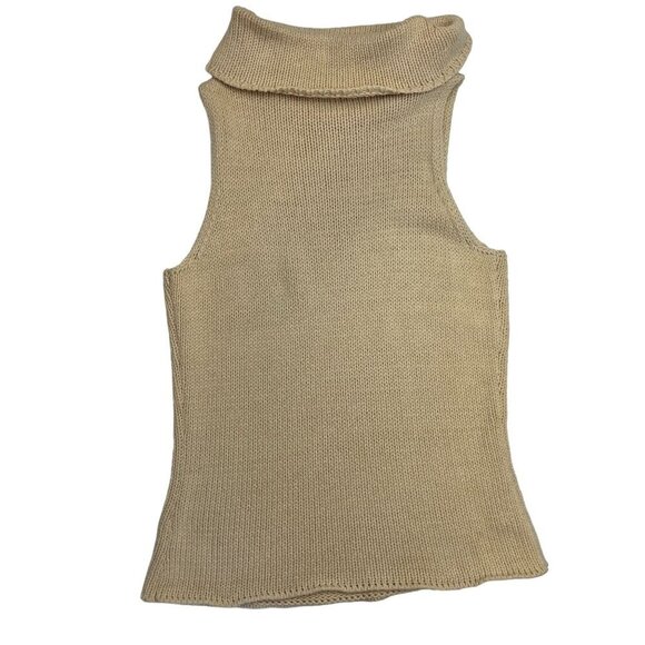 White + Warren Sweater Chunky Turtle Neck Sleeveless Yellow Size MED Slouchy - Picture 2 of 7